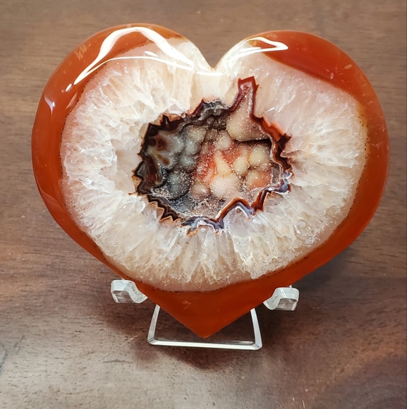 Carnelian Crystal Heart With Druzy - Picture 5 of 12